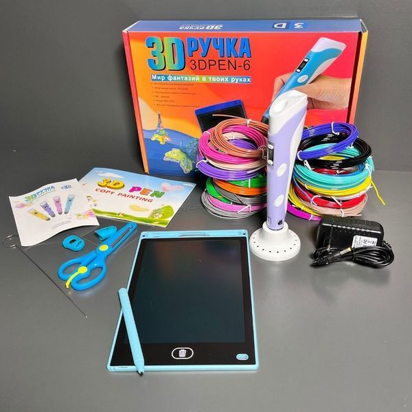 3D pen 6 Набір із Графічним Планшетом + 100 Метрів Пластика, Фіолетова