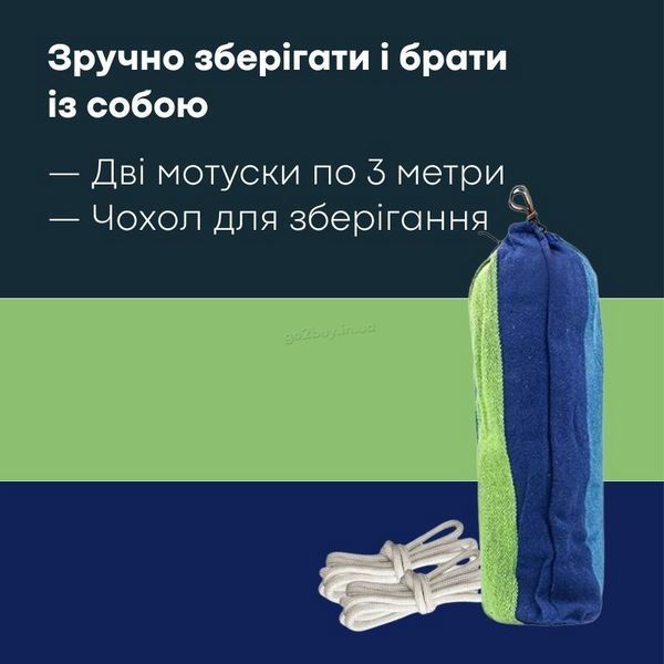 Гамак Туристичний з Планкой 40см Синьо-Зелений 120см&times;200см