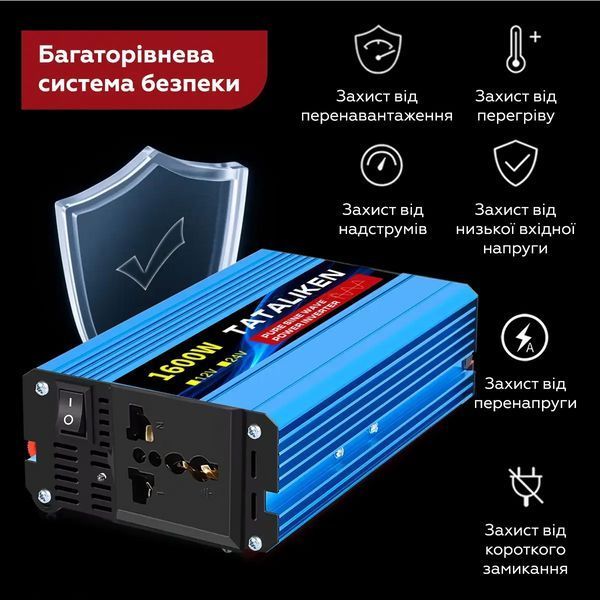 ЧИСТИЙ СІНУС Інвертор Tataliken 1600W для котла та насосів