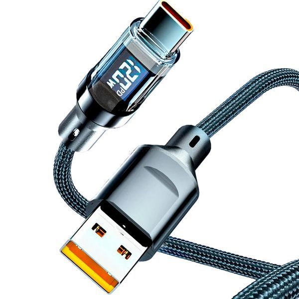 Кабель USB до Type-C 120W з дисплеєм PD, швидка зарядка