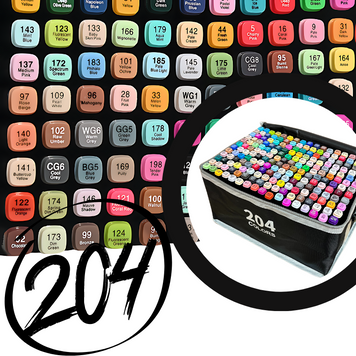 Маркеры для Скетчинга Touch Двусторонние Набор для Рисования 204 штук