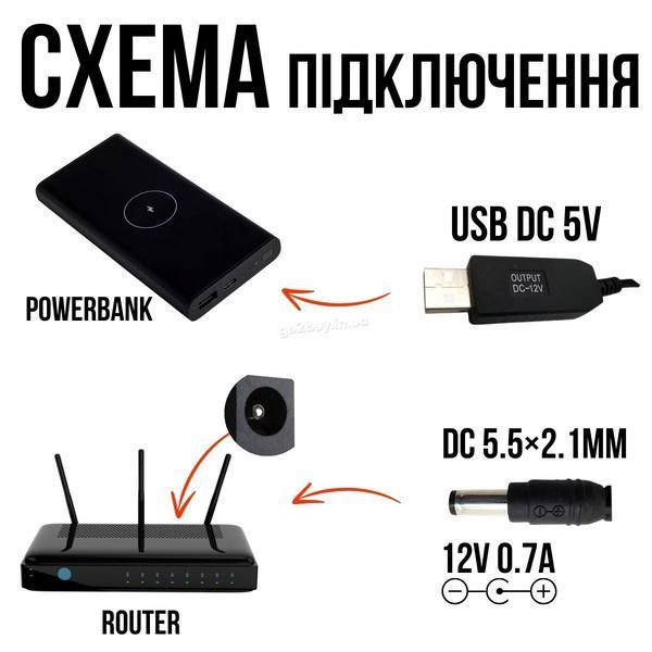 Кабель для роутера 12 вольт від USB