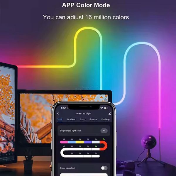 Неоновая LED лента 5м , пульт, Wi-Fi, Bluetooth